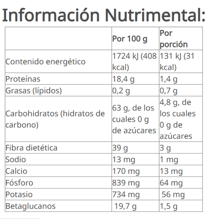 Betaglucanos | Polvo para preparar bebida con betaglucanos de avena sin saborizantes ni edulcorantes artificiales. Vainilla 228,75 g