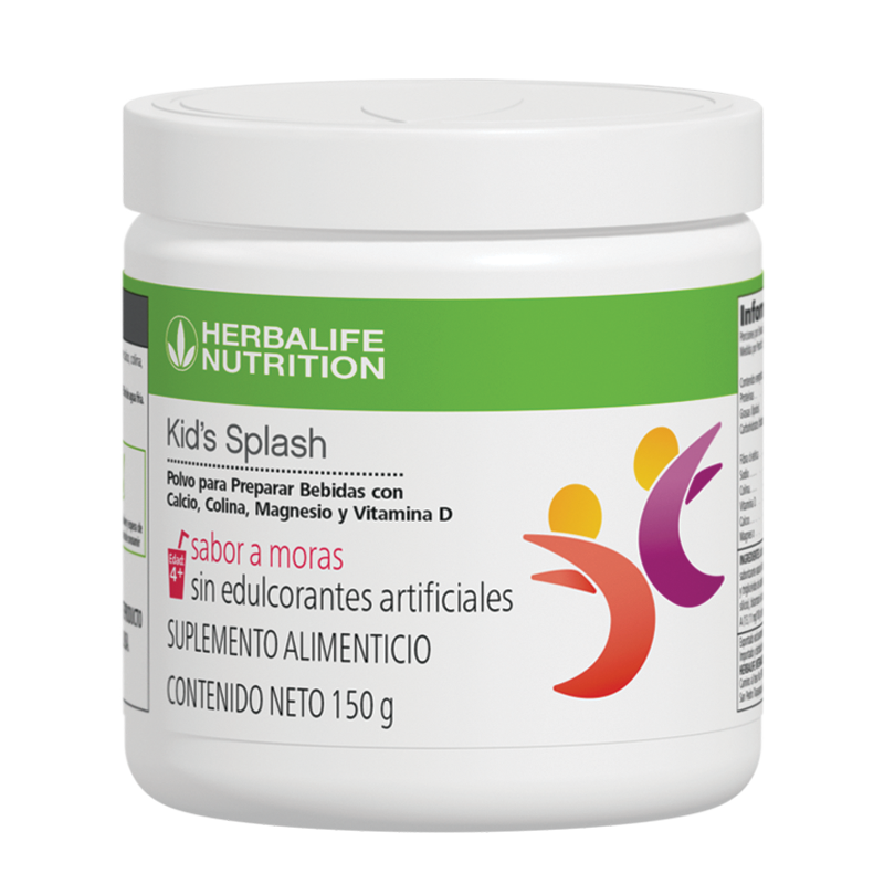 Kid's Splash Polvo para Preparar Bebidas con Calcio, Colina, Magnesio y Vitamina D sabor a moras 150 g