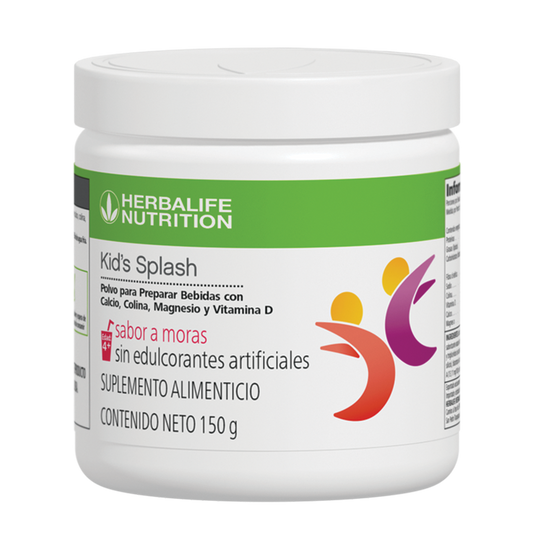 Kid's Splash Polvo para Preparar Bebidas con Calcio, Colina, Magnesio y Vitamina D sabor a moras 150 g